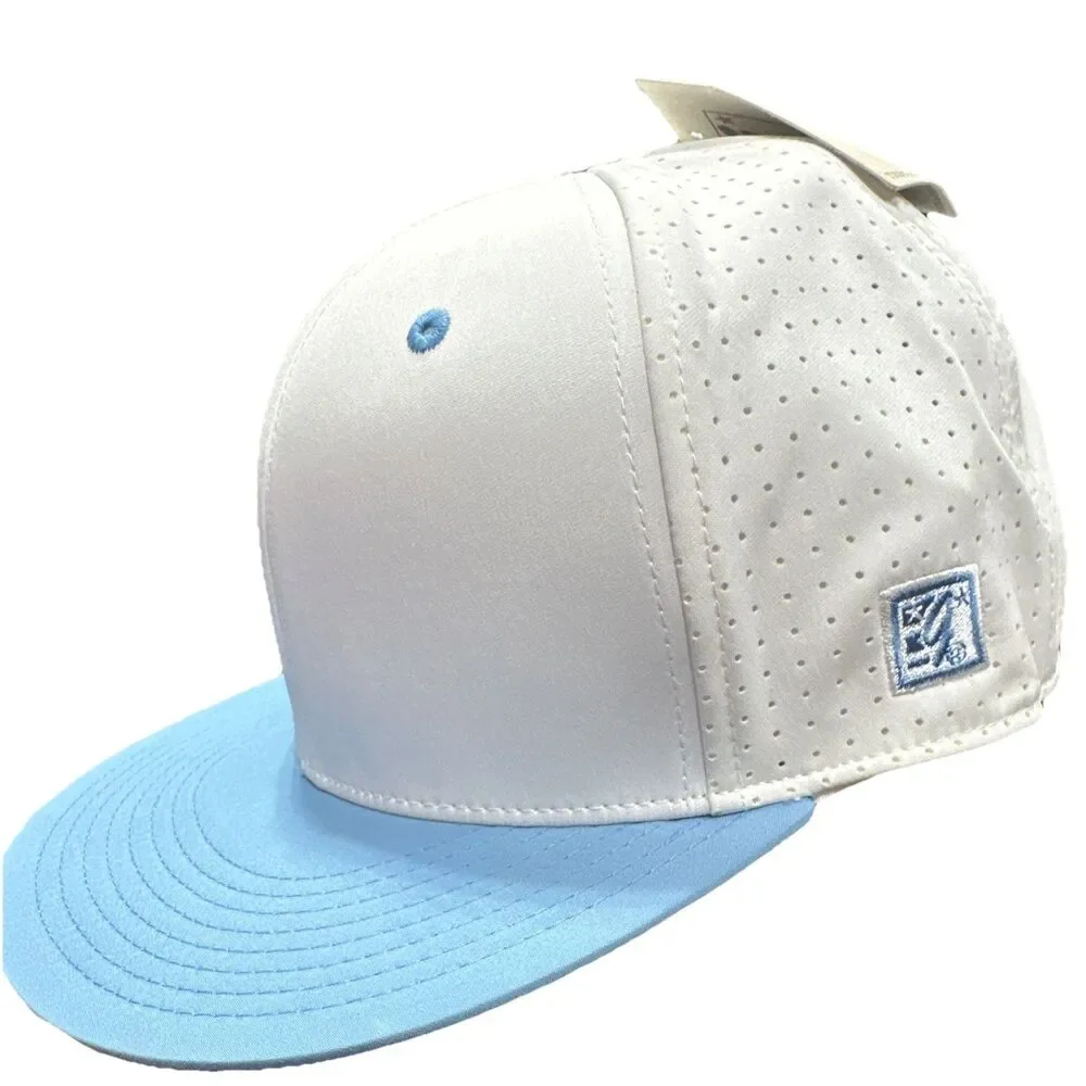 The Game Baseball Cap White Blue Mesh Back Stretch Fit Hat One Size NWT
